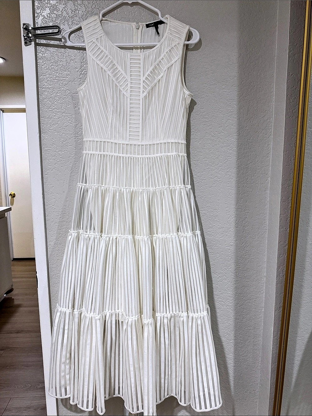 maje Pleated Maxi Dress in White Size 38 NWT